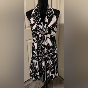My Michelle Black and White Floral Halter Dress